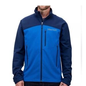 Marmot Men Bero M3 Softshell Jacket Blue Navy Full Zip Windproof Large L/G